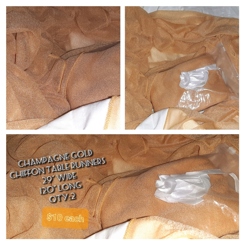 Champagne gold chiffon runners